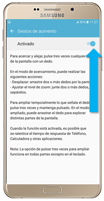Galaxy A9 - ¿Cómo activar la función gestos de aumento?