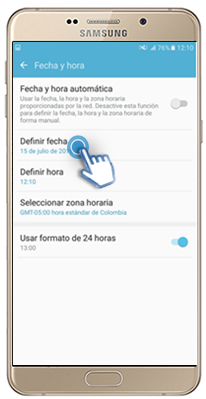 Galaxy A9 - ¿Cómo ajustar la fecha de forma manual?