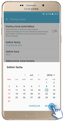 Galaxy A9 - ¿Cómo ajustar la fecha de forma manual?