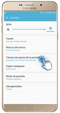 Galaxy A9 - ¿Cómo ajustar el tiempo de espera de la pantalla?
