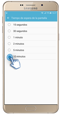 Galaxy A9 - ¿Cómo ajustar el tiempo de espera de la pantalla?