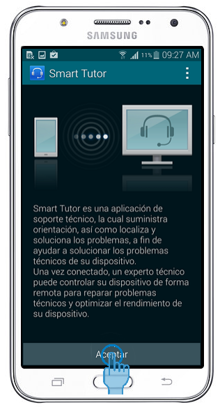 Galaxy J7 - ¿Cómo accedo a Smart Tutor para recibir soporte ?