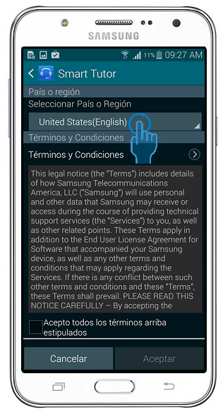 Galaxy J7 - ¿Cómo accedo a Smart Tutor para recibir soporte ?