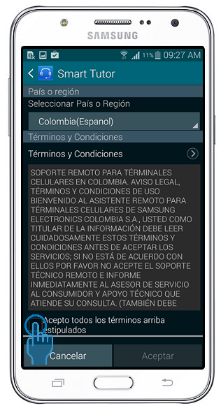 Galaxy J7 - ¿Cómo accedo a Smart Tutor para recibir soporte ?