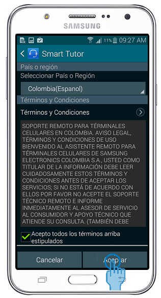 Galaxy J7 - ¿Cómo accedo a Smart Tutor para recibir soporte ?