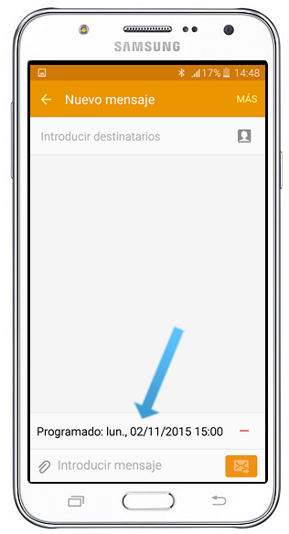 Galaxy J7 - ¿Cómo Programo el envío de un mensaje de texto?
