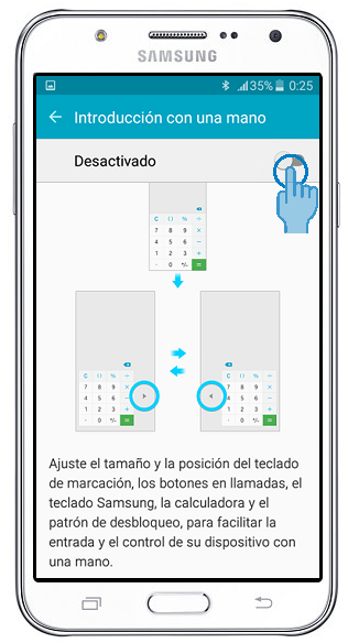 Galaxy J7 - ¿Cómo ajuste el teclado para usarlo con una sola mano?