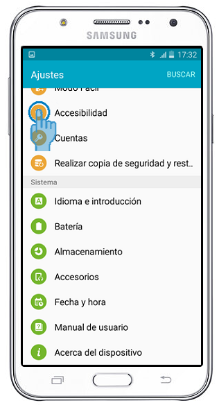 Galaxy J7 - ¿Cómo se activa la función de TalkBackel en celular?