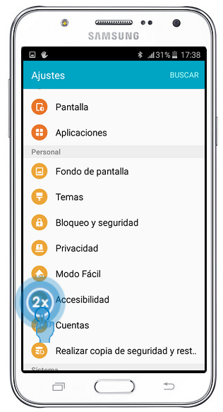 Galaxy J7 - ¿Cómo se activa la función de TalkBackel en celular?