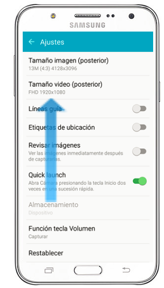Galaxy J7 - ¿Cómo ajustar tamaño y calidad de un vídeo ?