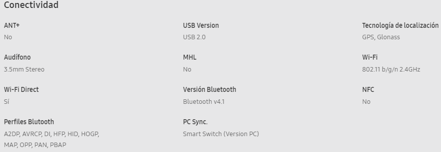 Galaxy J1 2016 – Red y Conectividad