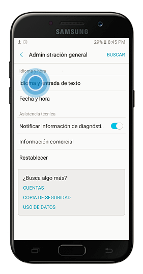 Samsung Galaxy A5: 2017 (SM-A520F): ¿Cómo cambiar el idioma del teléfono?