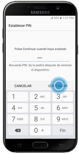 Galaxy A7 (2017) - ¿Cómo esTablecer bloqueo por Pin?