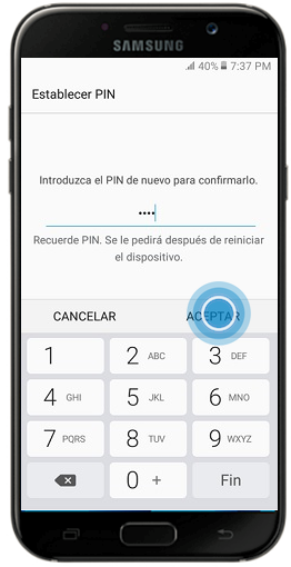 Galaxy A7 (2017) - ¿Cómo esTablecer bloqueo por Pin?