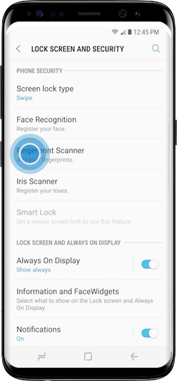 Galaxy S8+ - ¿Cómo usar el reconocimiento de huella?