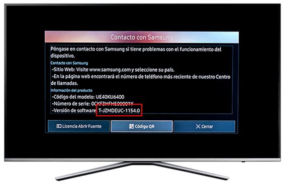 Samsung: Conocer la versión de software instalada en Smart TV serie K
