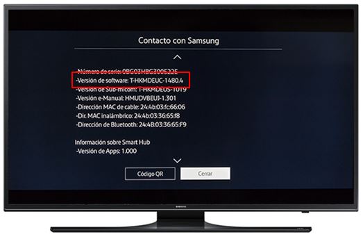 Samsung: Conocer la versión de software instalada en Smart TV serie J
