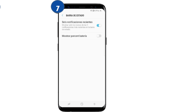 Samsung: Galaxy S8 y S8+-Mostrar porcentaje de batería en la barra de estado