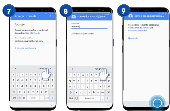Samsung: Galaxy S8 y S8+ Registrar una cuenta y acceder a servicios.