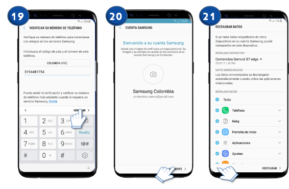 Samsung: Galaxy S8 y S8+ Registrar una cuenta y acceder a servicios.
