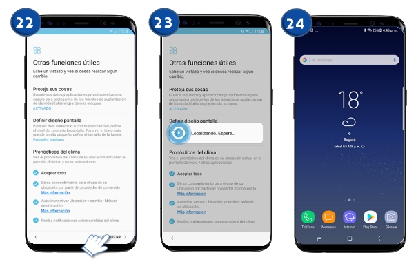 Samsung: Galaxy S8 y S8+ Registrar una cuenta y acceder a servicios.