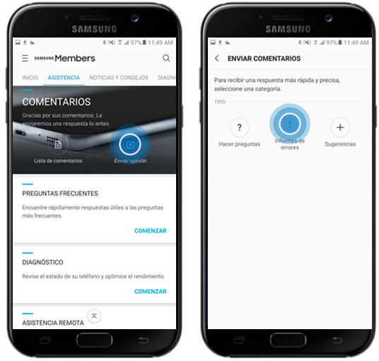 Galaxy A7 (2017) - Enviar un informe de errores