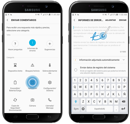 Galaxy A7 (2017) - Enviar un informe de errores