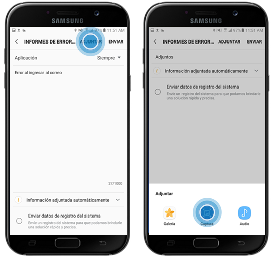 Galaxy A7 (2017) - Enviar un informe de errores