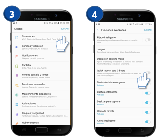 Galaxy A7 (2017) - ¿Cómo activar el inicio rápido de la cámara?