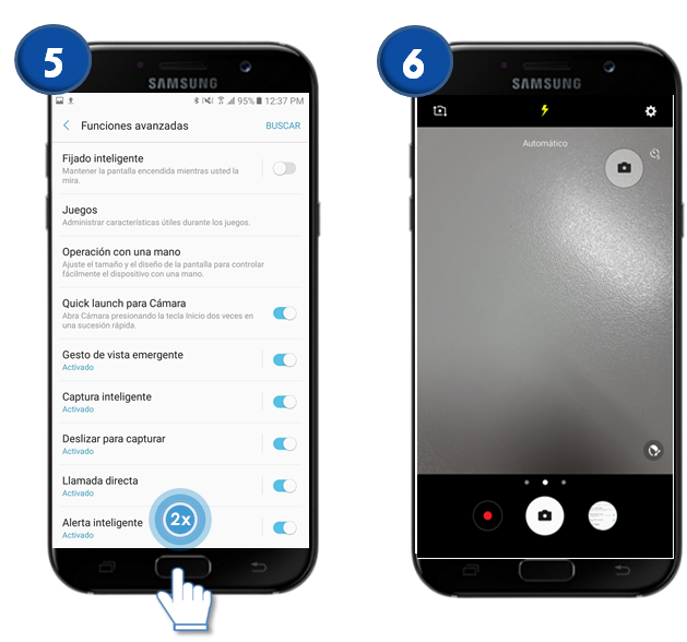 Galaxy A7 (2017) - ¿Cómo activar el inicio rápido de la cámara?