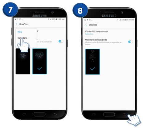 Samsung: Galaxy A7 (2017)-¿Cómo cambiar el contenido para mostrar en el Always On Display?