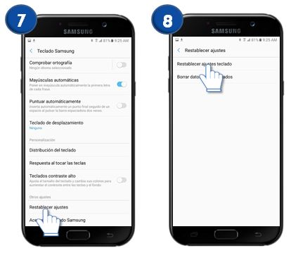 Galaxy A7 (2017) - ¿Cómo resTablecer ajustes del teclado?