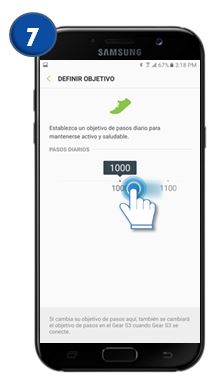 S Health: Establecer o modificar el objetivo de los pasos diarios