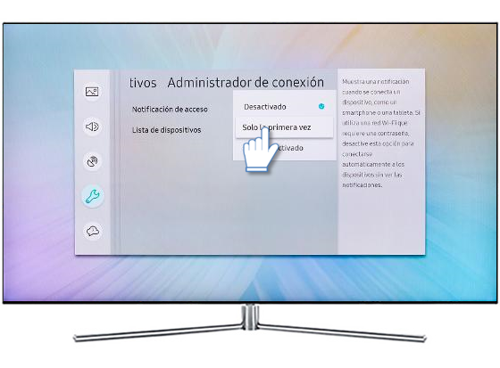 Samsung:UN49MU6300-¿Cómo configurar la notificación de acceso?