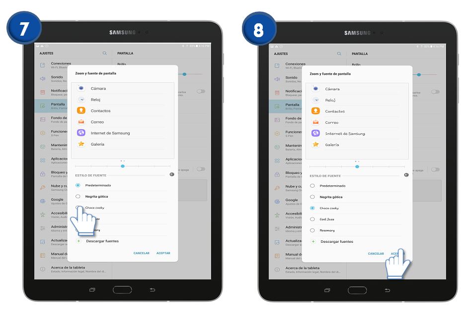 Galaxy Tab S3 ¿Cómo cambiar el tamaño y estilo de fuente? Samsung CO Galaxy Tab S3 ¿Cómo cambiar el tamaño y estilo de fuente? Samsung CO