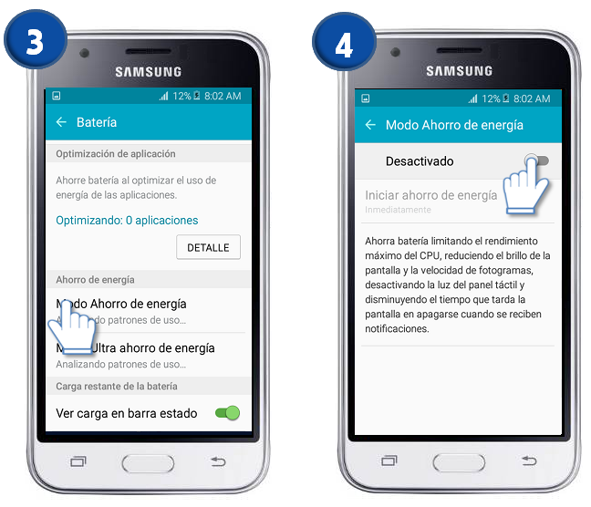 Galaxy J1 Mini - ¿Cómo activar modo ahorro de energía?