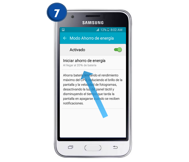 Galaxy J1 Mini - ¿Cómo activar modo ahorro de energía?