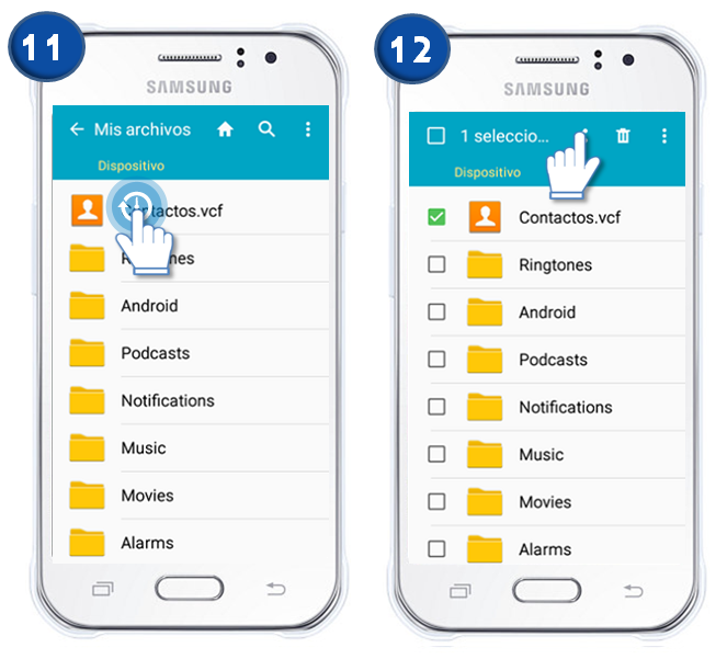 Samsung : Galaxy J1 Ace - ¿Cómo guardar una copia de seguridad de los contactos a un archivo?