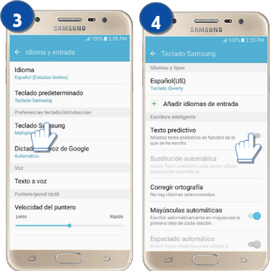 Galaxy A9 - ¿Cómo activar la función texto predictivo?