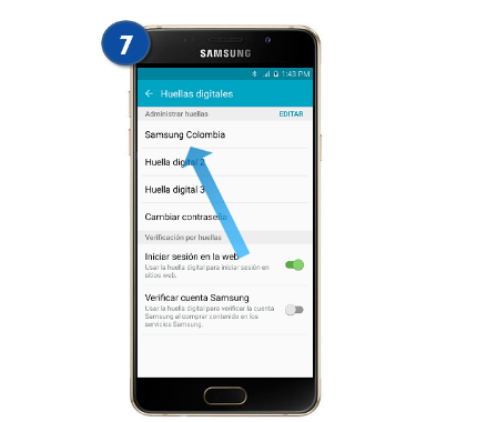 Galaxy A5 (2016) - ¿Cómo renombro las huellas registradas?