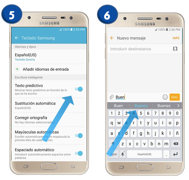 Galaxy J5 Prime - ¿Cómo activar texto predictivo?
