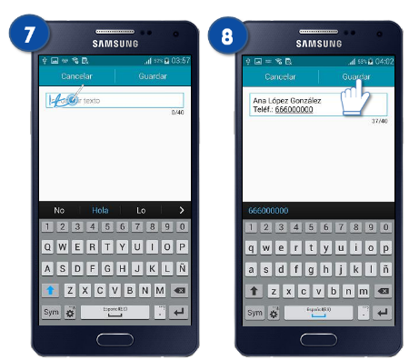 Galaxy A5 - ¿Cómo puedo añadir una firma en el mensaje de texto?