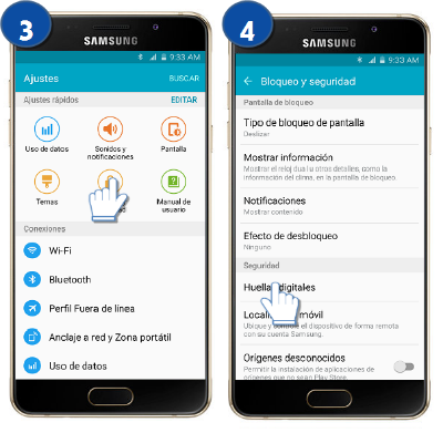 Galaxy A5 (2016) - ¿Cómo activo la huella para iniciar sesión Web?