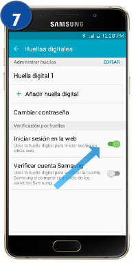 Galaxy A5 (2016) - ¿Cómo activo la huella para iniciar sesión Web?