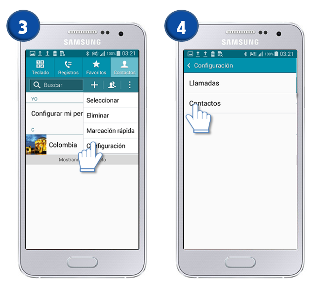 Galaxy A3 - ¿Qué es y cómo configurar los contactos a mostrar?
