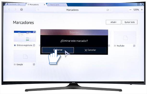 Smart TV/KU6500 - ¿Qué es y cómo quitar una página web de nuestra lista de marcadores?