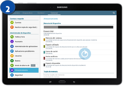 Galaxy Note Pro LTE - ¿Cómo verificar el estado de almacenamiento de la memoria interna?