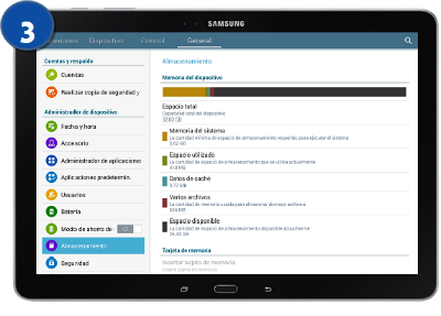 Galaxy Note Pro LTE - ¿Cómo verificar el estado de almacenamiento de la memoria interna?