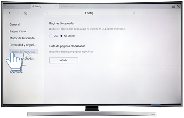 Smart TV Curvo/JU7500 - ¿Cómo bloquear una página web en el Explorador web?