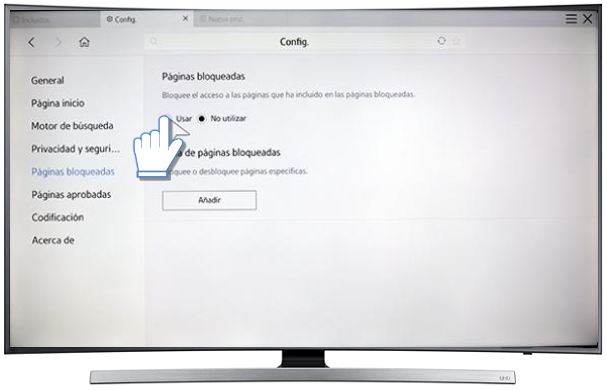 Smart TV Curvo/JU7500 - ¿Cómo bloquear una página web en el Explorador web?